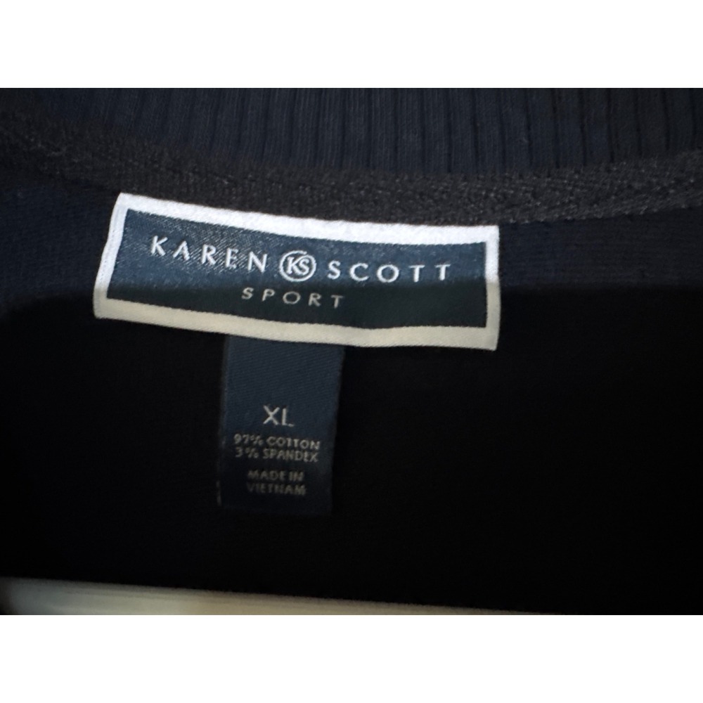 Karen Scott Sport Womens XL Black Full Zip Jacket Gold Hardware Mock Neck Knit - Picture 3 of 7